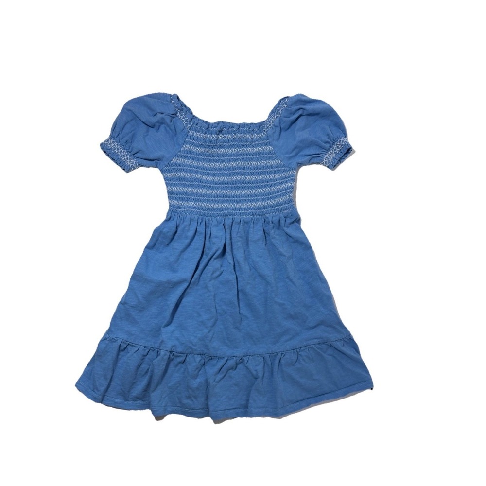 Mini Boden Girls 7-8Y Blue Smocked Cotton Puff Sleeve Cottagecore Prairie Dress